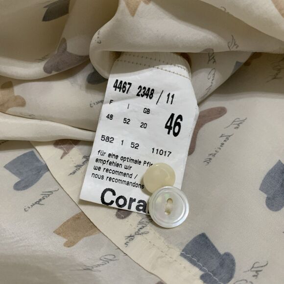 Vintage Betty Barclay Equestrian Western Hats Blouse Beige Coral Sz 46 M/L - Picture 7 of 9